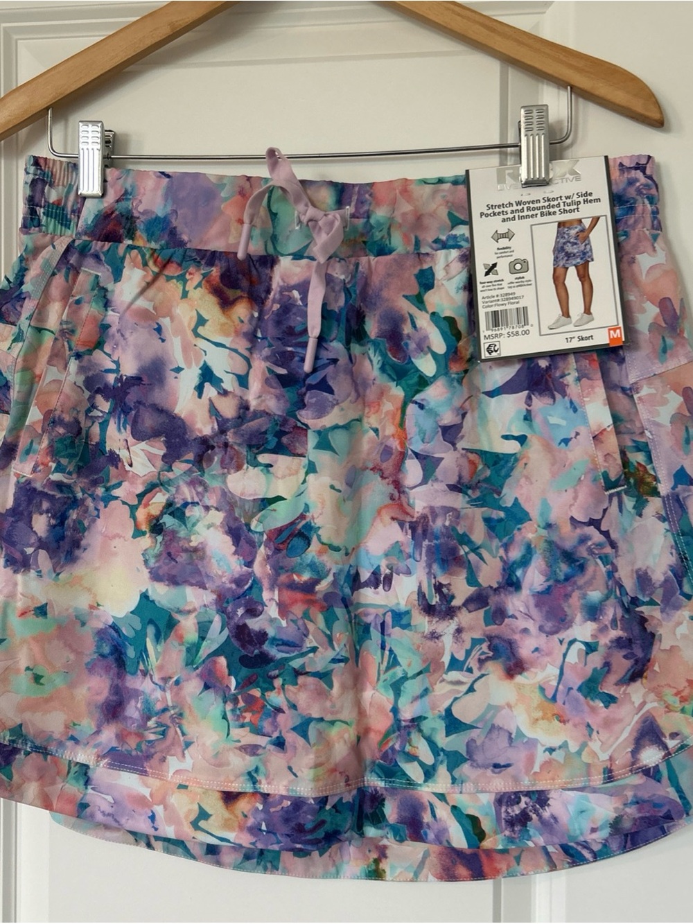 RBX Flowy Floral Skort with Side Pockets- Medium NWT- 4 Way Stretch- 17” Skort